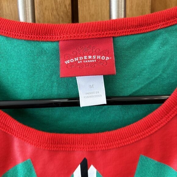 Wondershop Christmas Elf Shirt M Gold Red Green Long Sleeve NEW Stretch Pullover - Picture 3 of 8